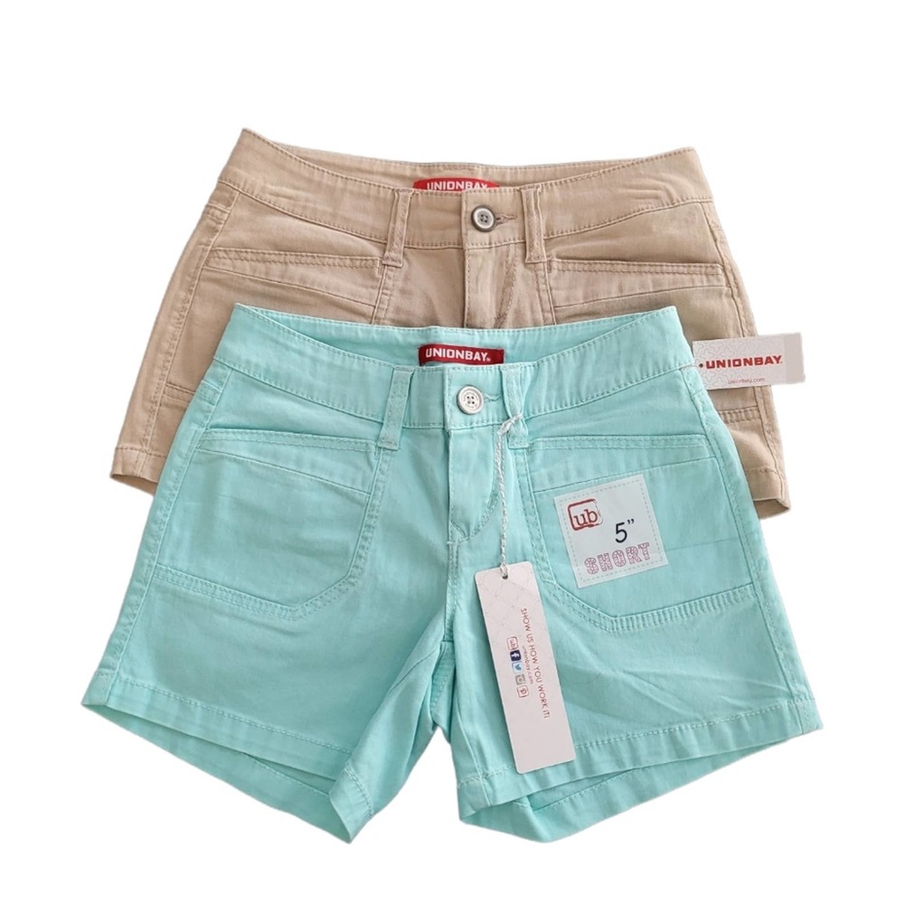 NWT Bundle of 2 Unionbay Casual Shorts Tan and Turquoise Size 0